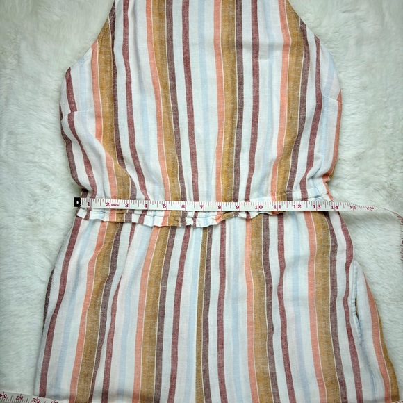 Anthropologie Cloth & Stone Halter Linen Blend Striped Jumpsuit Romper Sz Small - Picture 9 of 13